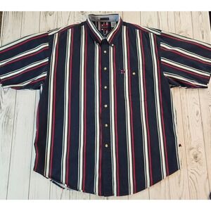 Vintage Bugle Boy Classics Pure Cotton Striped Short Sleeve Button Down Shirt XL